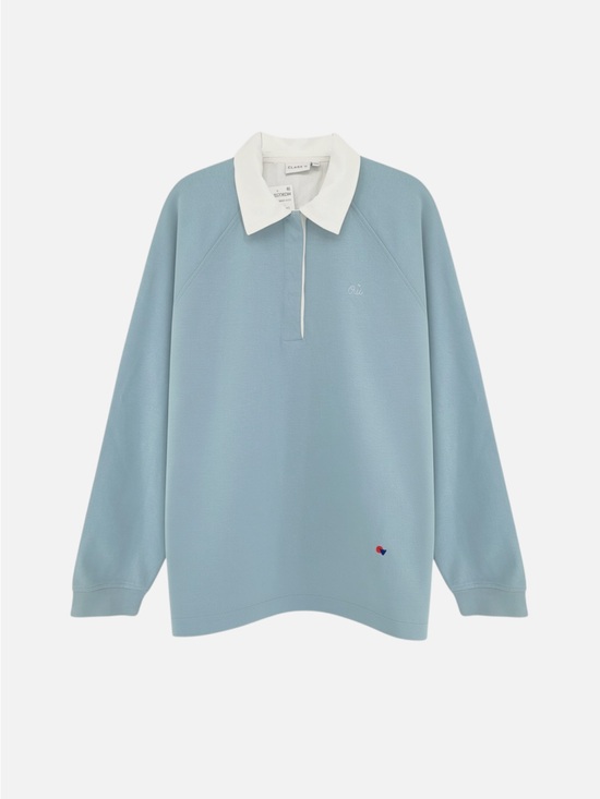 Clare V Tops - CLARE V. Le Rugby Shirt in Dusty Blue